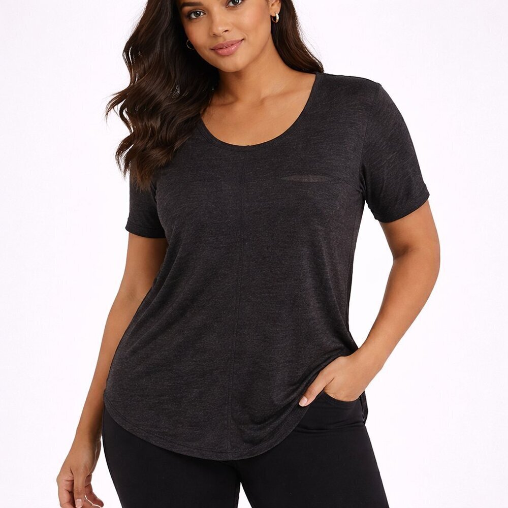 Lululemon Run Away Tee Heathered Black Loose Fit 10?